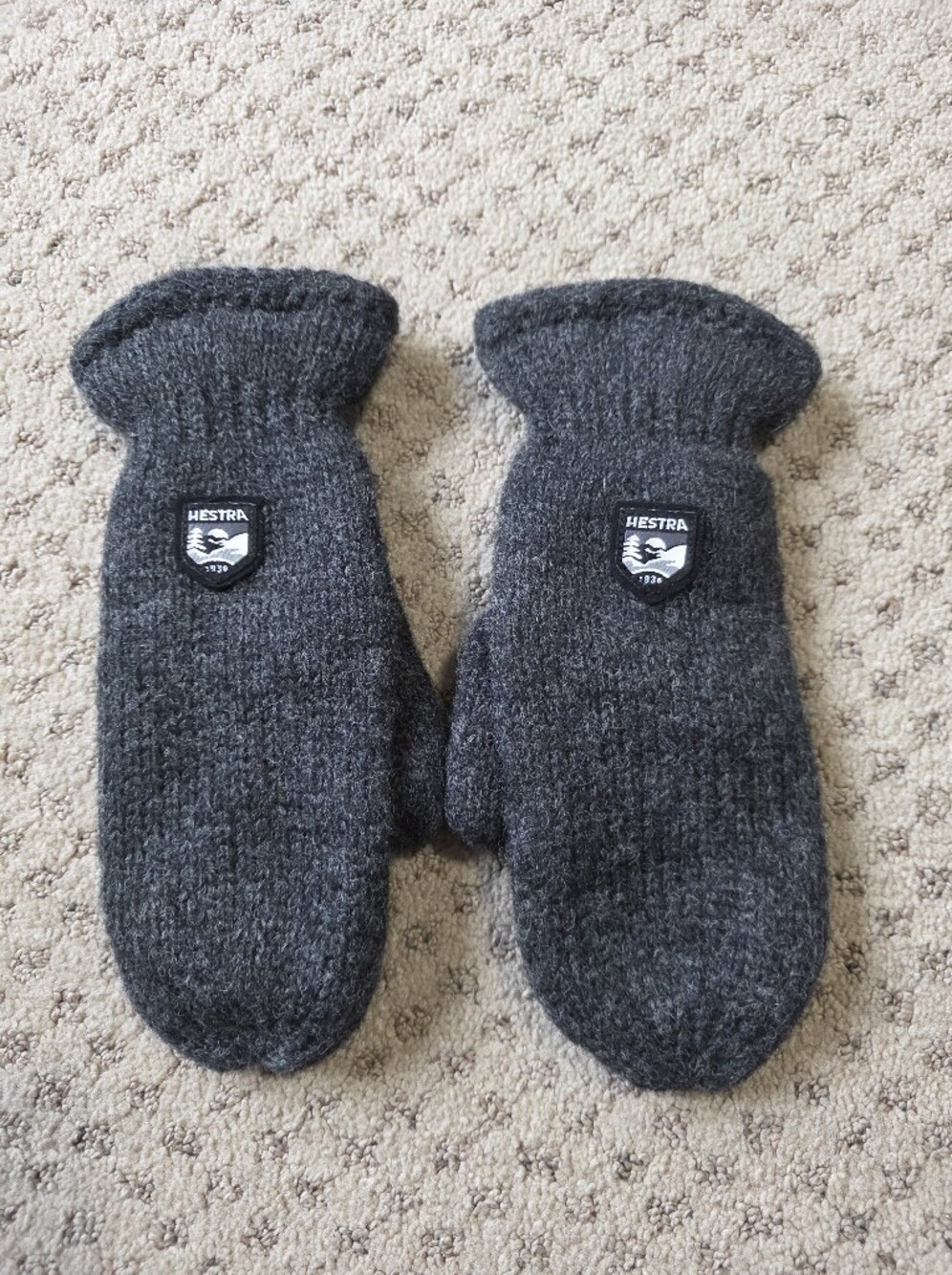 Hestra Dark Gray Wool Mittens With Fleece Lining